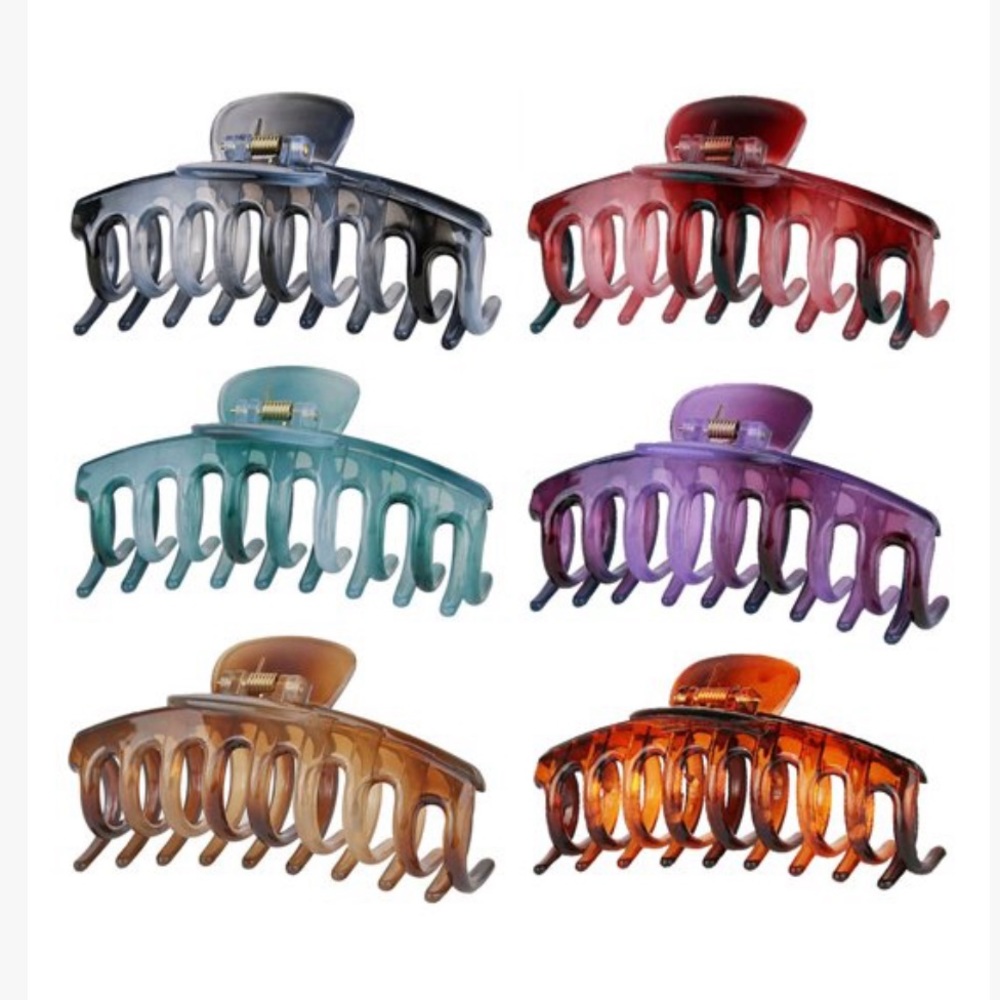 Set Of 6 Claw Hair Clips in Various Colours